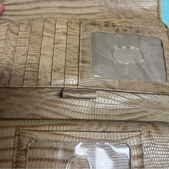 Brahmin Tan Crocodile Embossed leather checkbook wallet Clutch large - Picture 7 of 9